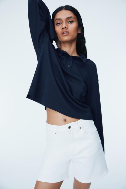 Cotton polo shirt - dark dusty blue 