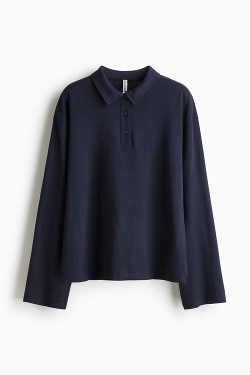 Cotton polo shirt - dark dusty blue 