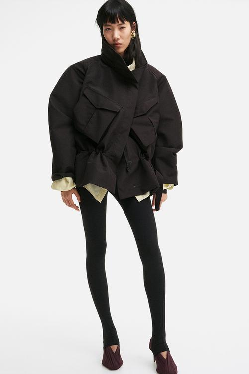 H&M Studio: Hooded peplum jacket - black