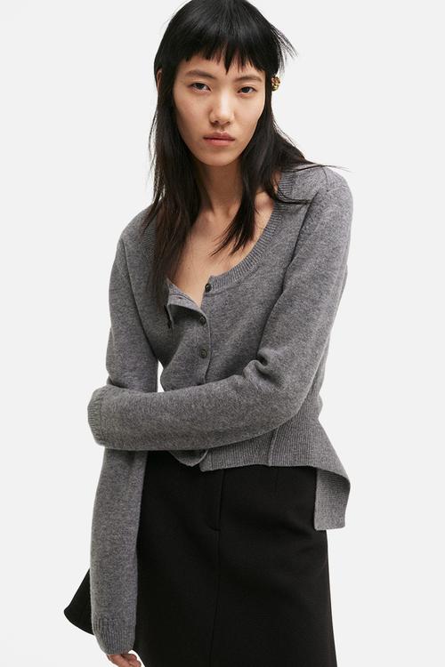 H&M Studio: Wool cardigan - grey marl