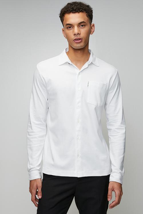 Double Knit Interlock Long sleeve shirt - white