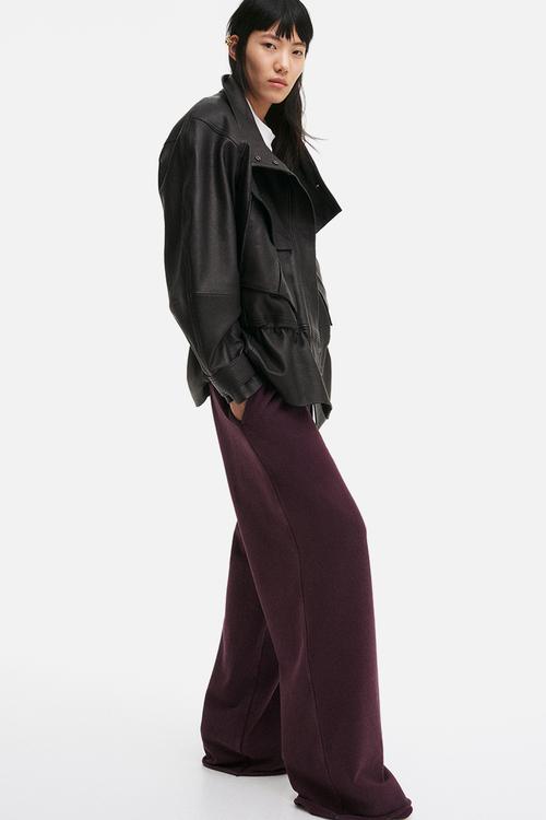H&M Studio: Wide cotton joggers - dark plum purple