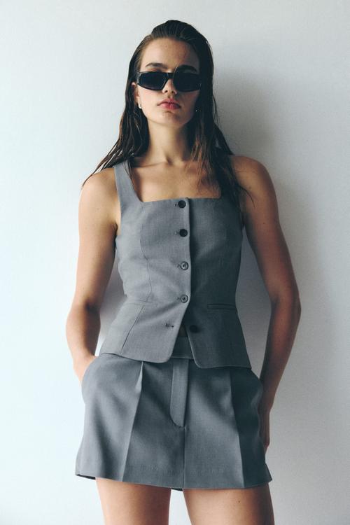 Tailored mini skort - grey