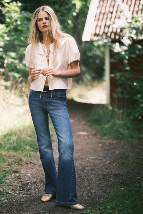 Tie-front blouse - cream