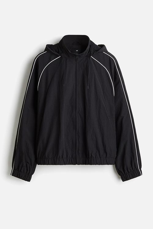 Hooded track jacket - black/white