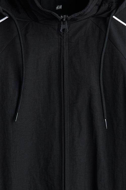Hooded track jacket - black/white