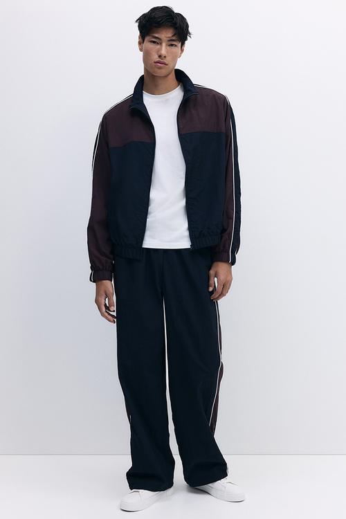 Relaxed fit track pants - navy blue & burgundy
