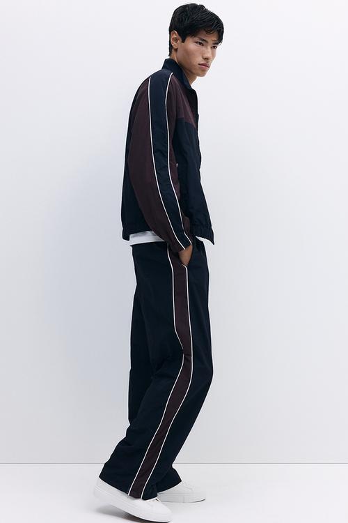 Relaxed fit track pants - navy blue & burgundy