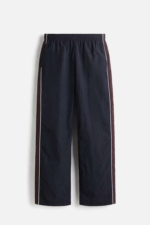 Relaxed fit track pants - navy blue & burgundy