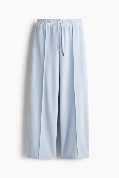 Wide velour joggers - light blue