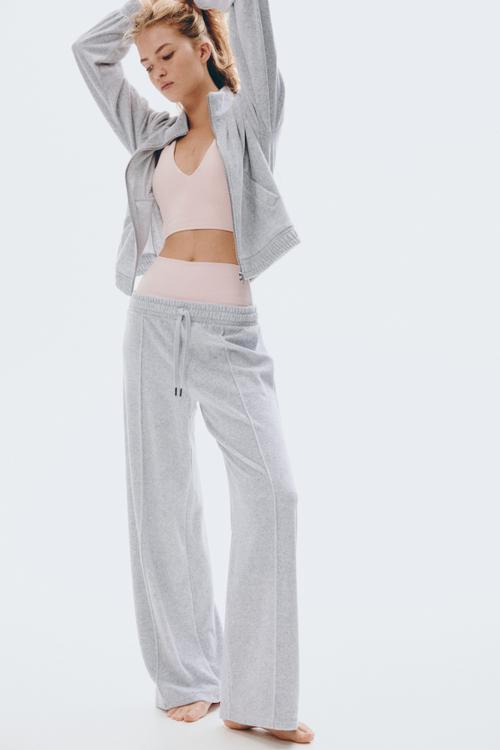 Wide velour joggers - grey marl 