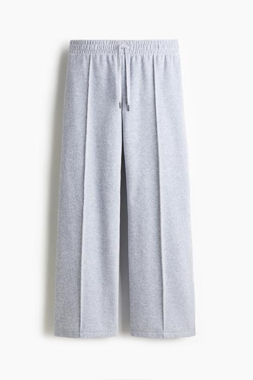 Wide velour joggers - grey marl 