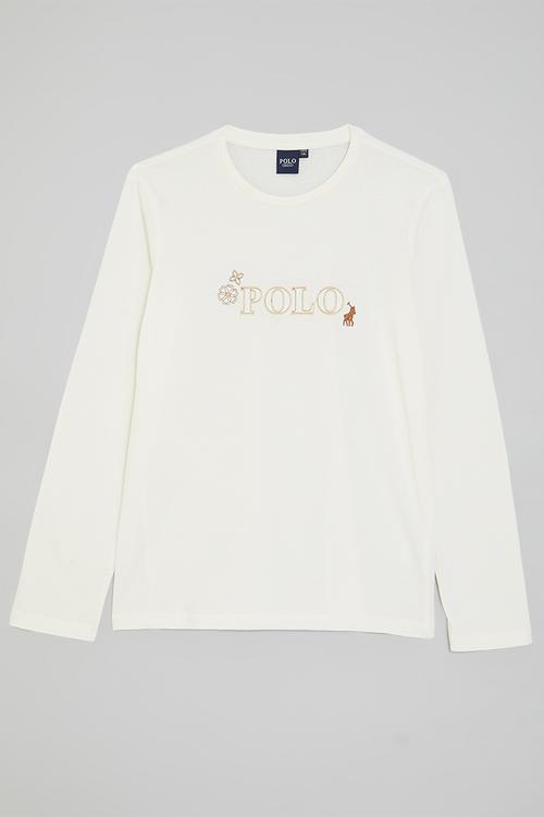 Kourtney embroidered long sleeve tee - sand