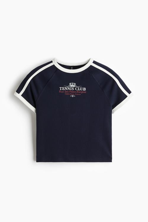 Cropped T-shirt - navy blue/tennis club