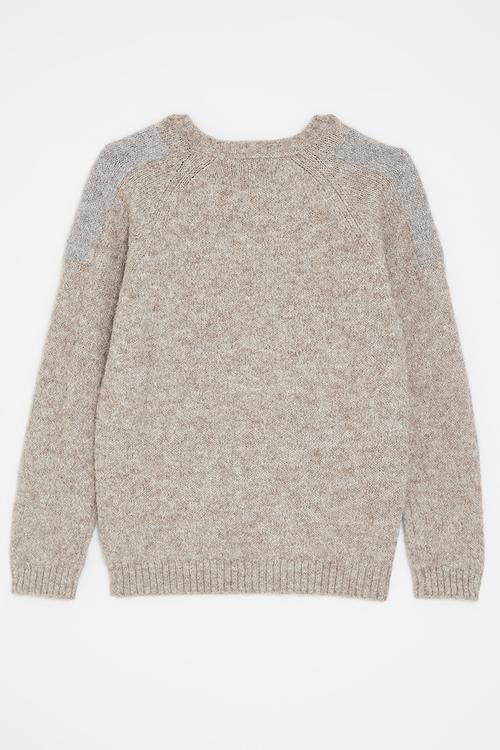 Boys paul colour blocked knit - oatmeal melange 