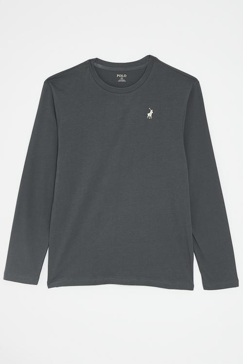 Boys ashton long sleeve tee - gunmetal