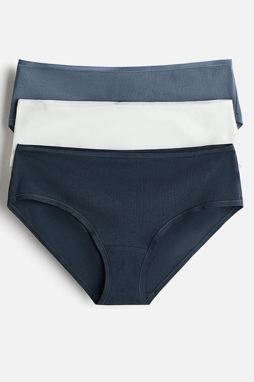 3-pack cotton hipster briefs - blue,white
