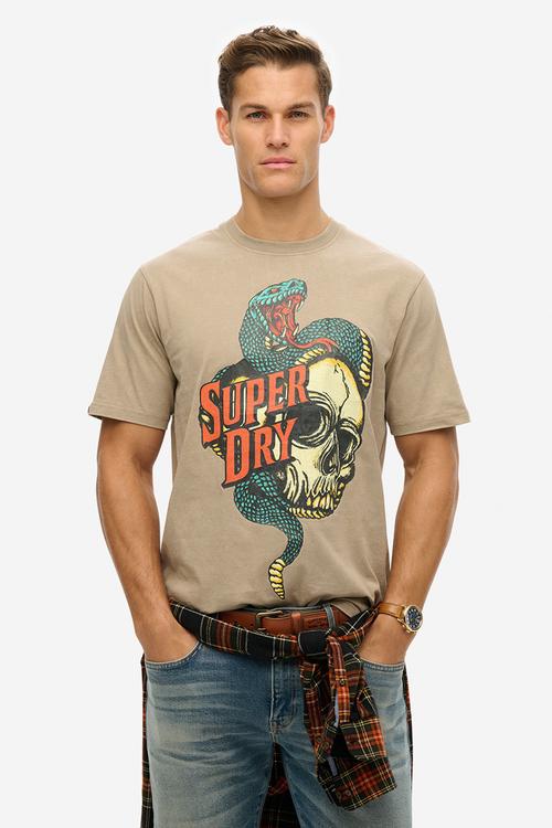 Biker Rock Graphic Loose Tee - 1VV - Brown