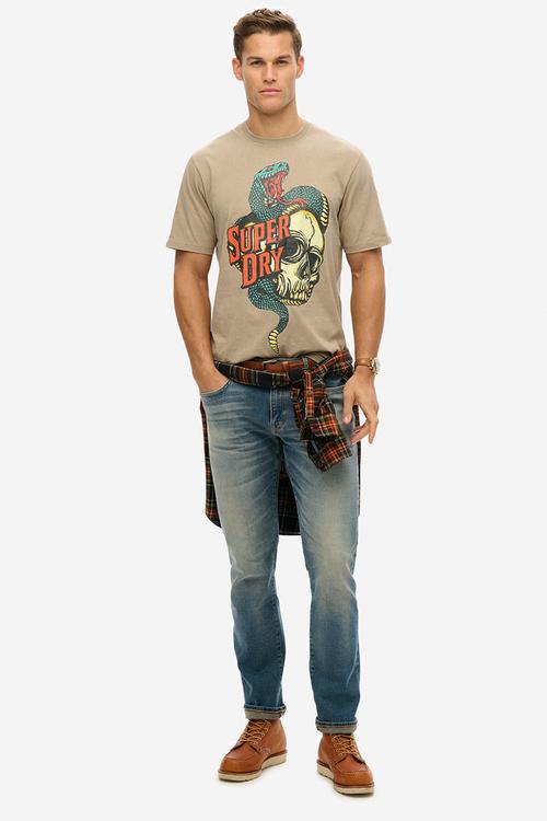 Biker Rock Graphic Loose Tee - 1VV - Brown