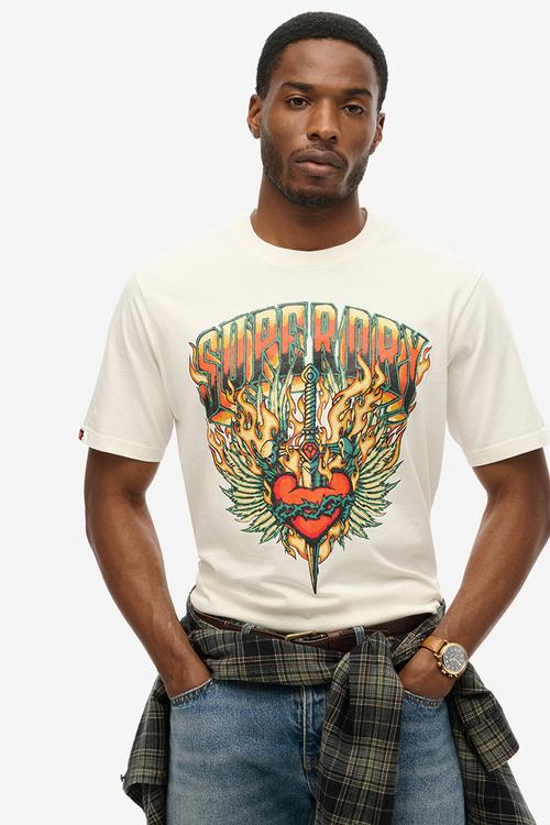 Biker Rock Graphic Loose Tee - U4Y - White 