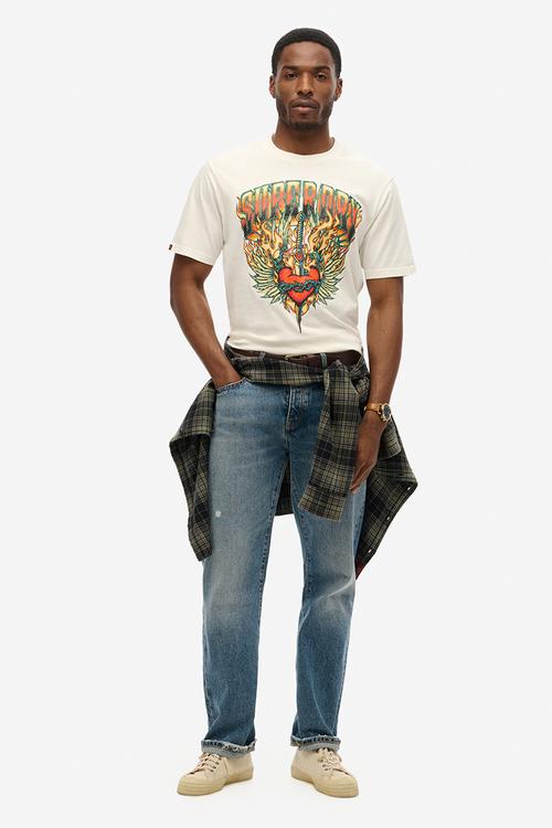 Biker Rock Graphic Loose Tee - U4Y - White 