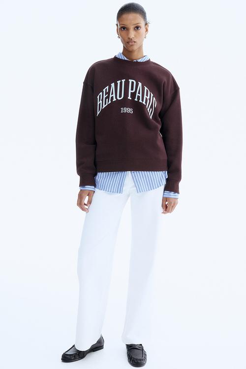 Text-motif sweatshirt - burgundy/beau paris