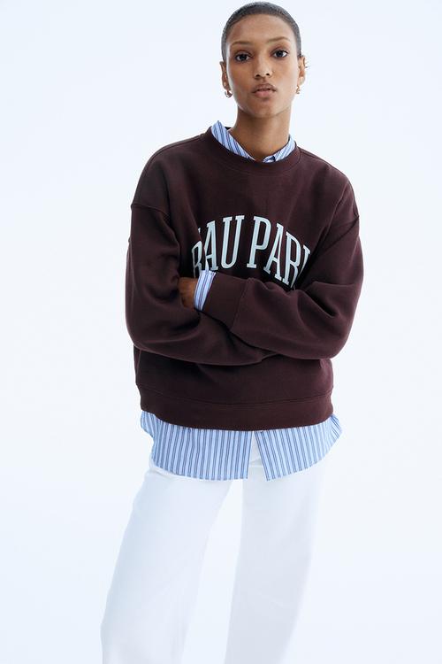 Text-motif sweatshirt - burgundy/beau paris