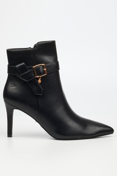Moss 1 belt buckle heel ankle boot - black