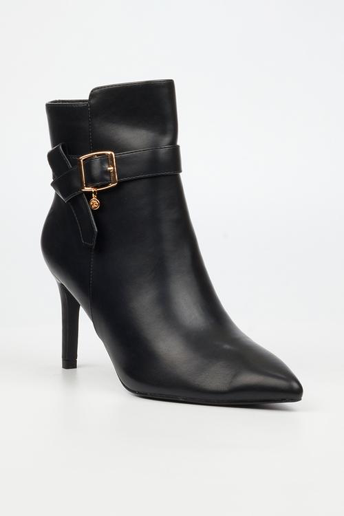 Moss 1 belt buckle heel ankle boot - black