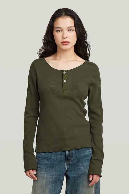 Slim henley r t l\s wmn - Asfalt