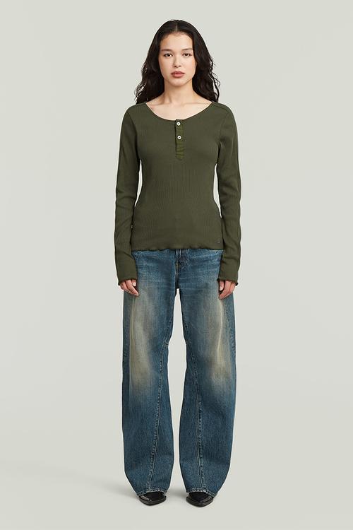 Slim henley r t l\s wmn - Asfalt