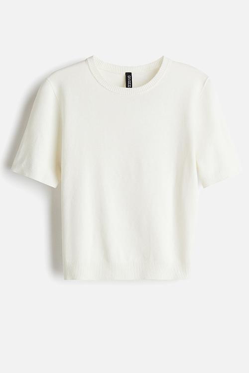 Fine-knit t-shirt - white