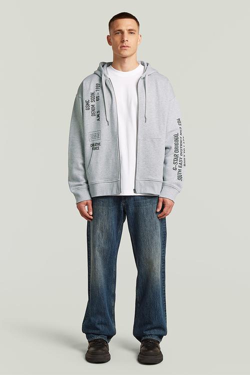 Stencil Gr Relaxed Hdd Zip Sw - Light Grey Htr