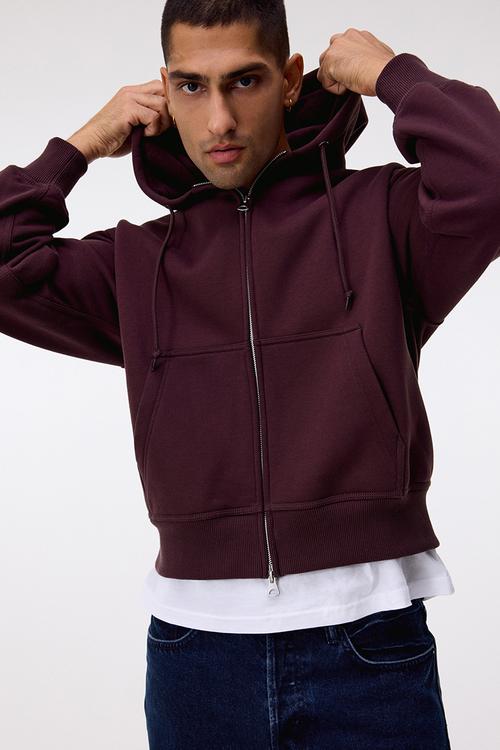 Oversized fit zip-through hoodie - purple,red