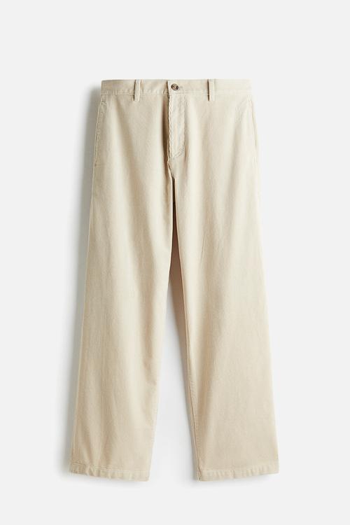Relaxed fit corduroy trousers - beige