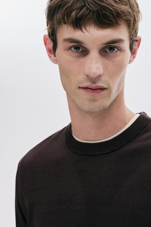 Regular fit fine-knit jumper - brown