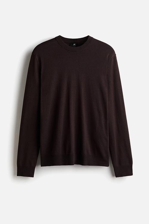 Regular fit fine-knit jumper - brown