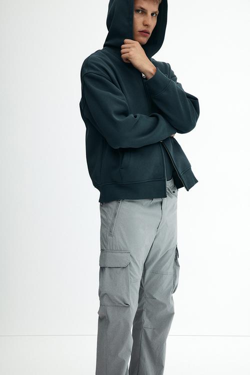 Regular fit nylon cargo trousers - grey