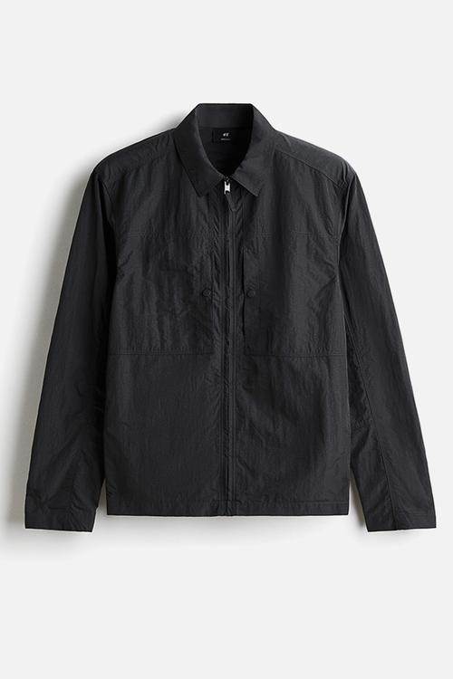Regular fit nylon overshirt - dark grey 
