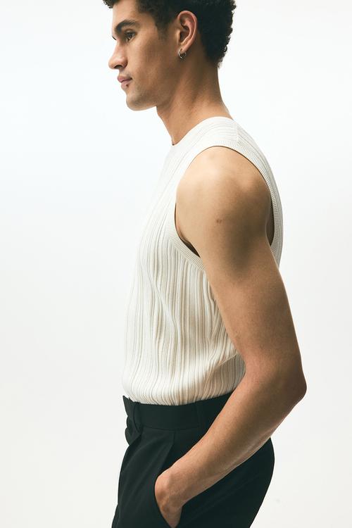 Slim fit ribbed vest top - white