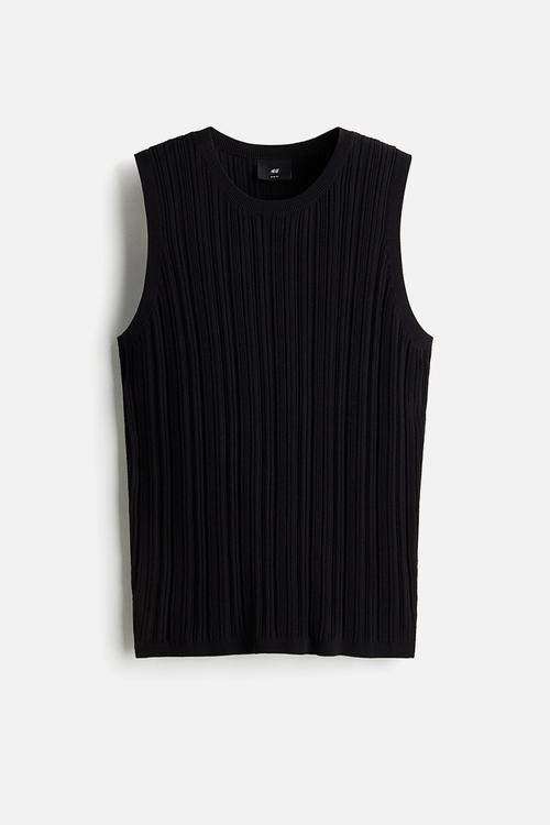 Slim fit ribbed vest top - black