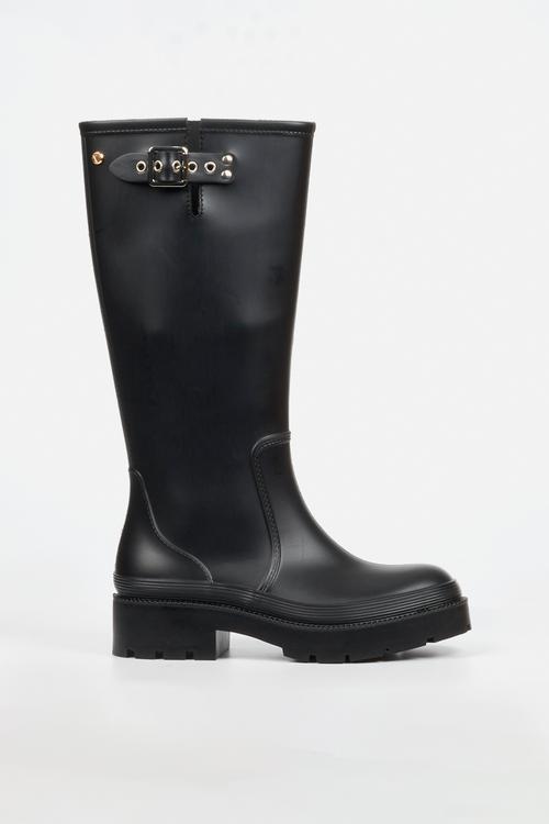 Laine 2 long buckle rain boot - black