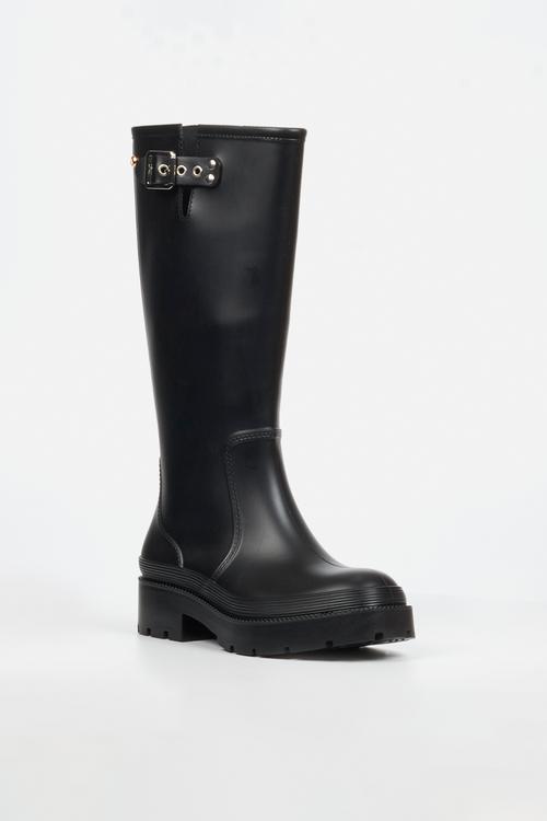 Laine 2 long buckle rain boot - black