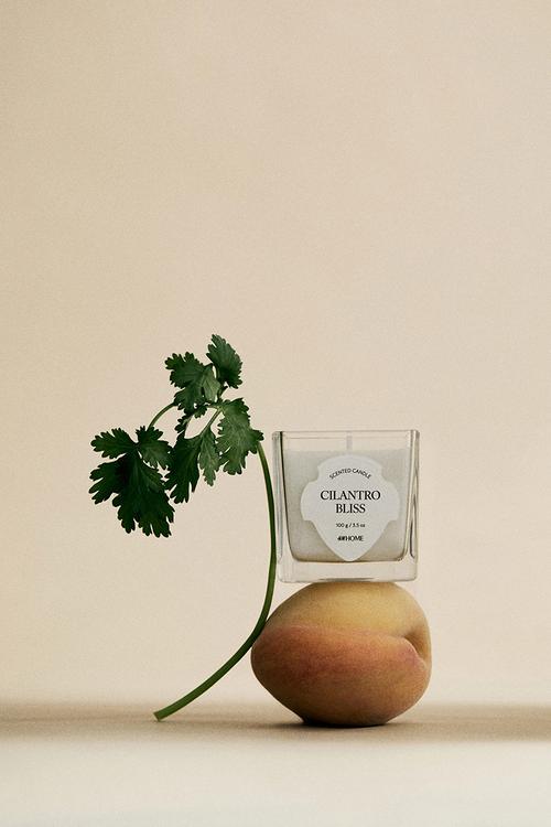 Small scented candle in glass holder - cilantro bliss