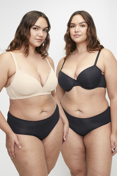 Light padded soft bra - black/beige