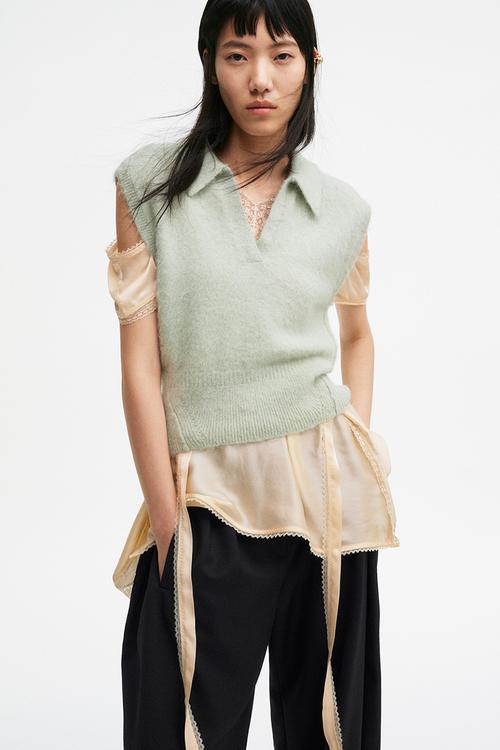 H&M Studio: Alpaca-blend sweater vest -  light dusty green 