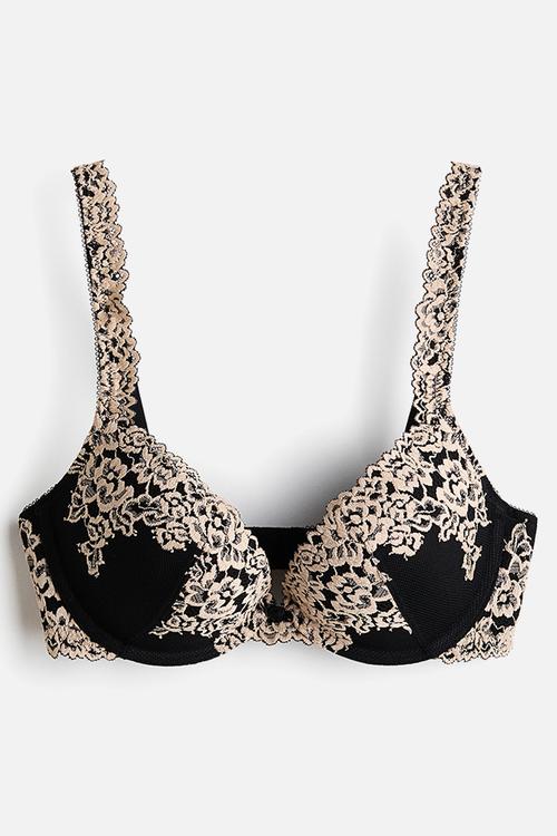 Lace super push-up bra - black/cream 