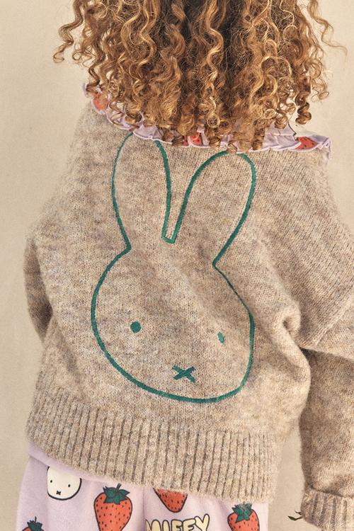 Sleep Knit Cardigan License - Lcn Mif Latte Cream/ Miffy Head