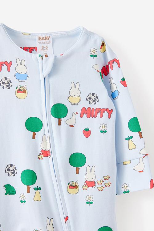 The Long Sleeve Zip Romper License - Lcn Mif Ice Blue/Miffy Meadow