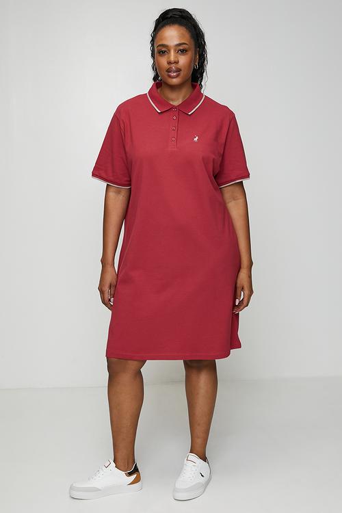 Plus wmn leah golfer dress - garnet